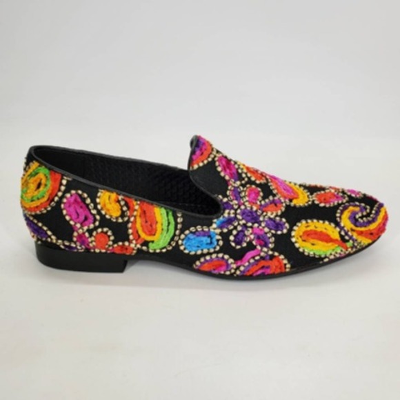 Giorgio Brutini Mens Loafers Shoes Multicolor Fabric Slip-On Paisley 7M New‎ - Picture 1 of 9
